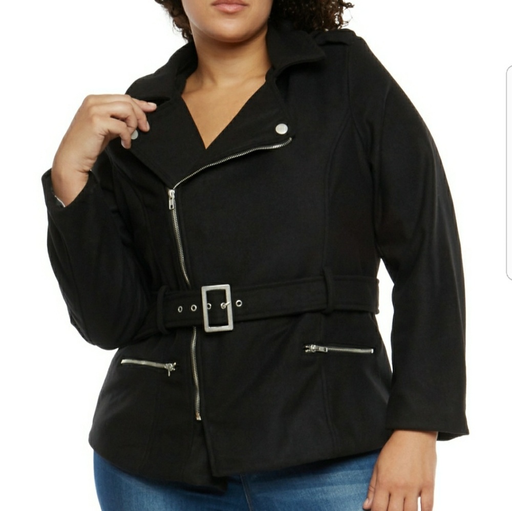 Plus Size Wool Belted Jacket